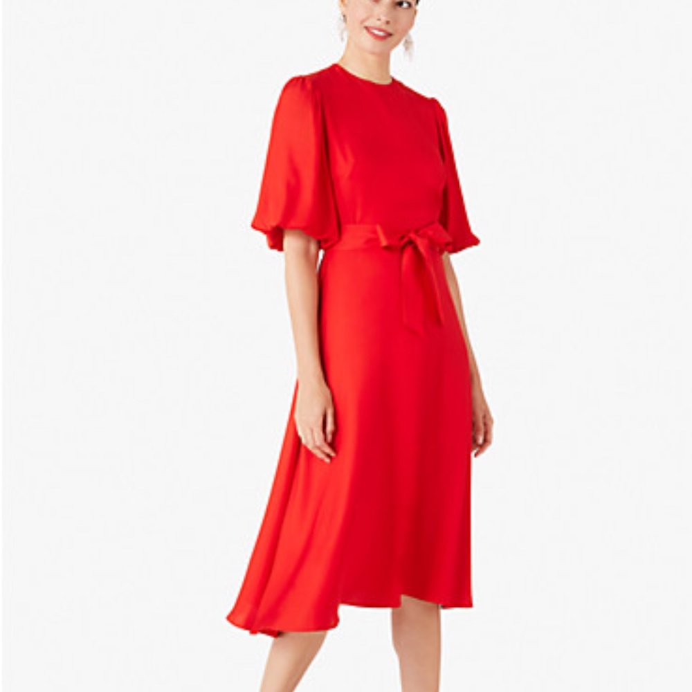 KATE SPADE SILK TWILL MATINEE DRESS SZ US 0 RED TOMATO